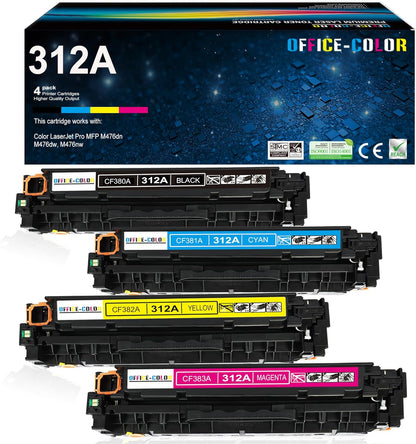 312A Toner Cartridges 4 Pack Replacement for HP 312A Toner Compatible for HP Laserjet Pro MFP M476dn M476dw M476nw Printer Ink (Black,Cyan,Magenta,Yellow)