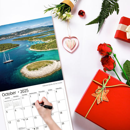 2025 Wall Calendar,Calendar 2025, January 2025 - December 2025, Wall Calendar Ocean Beaches, 12" x 24" Opened,Full Page Months Thick & Sturdy Paper for Calendar Organizing & Planning