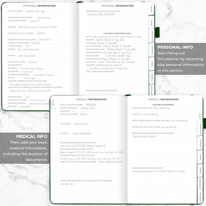 Clever Fox Large End of Life Planner – Guided Final Arrangements Organizer Notebook for Instructions, Beneficiary Info, Will Preparation, Last Wishes & Funeral Planning – 8.5" x 11" (Dark Green)