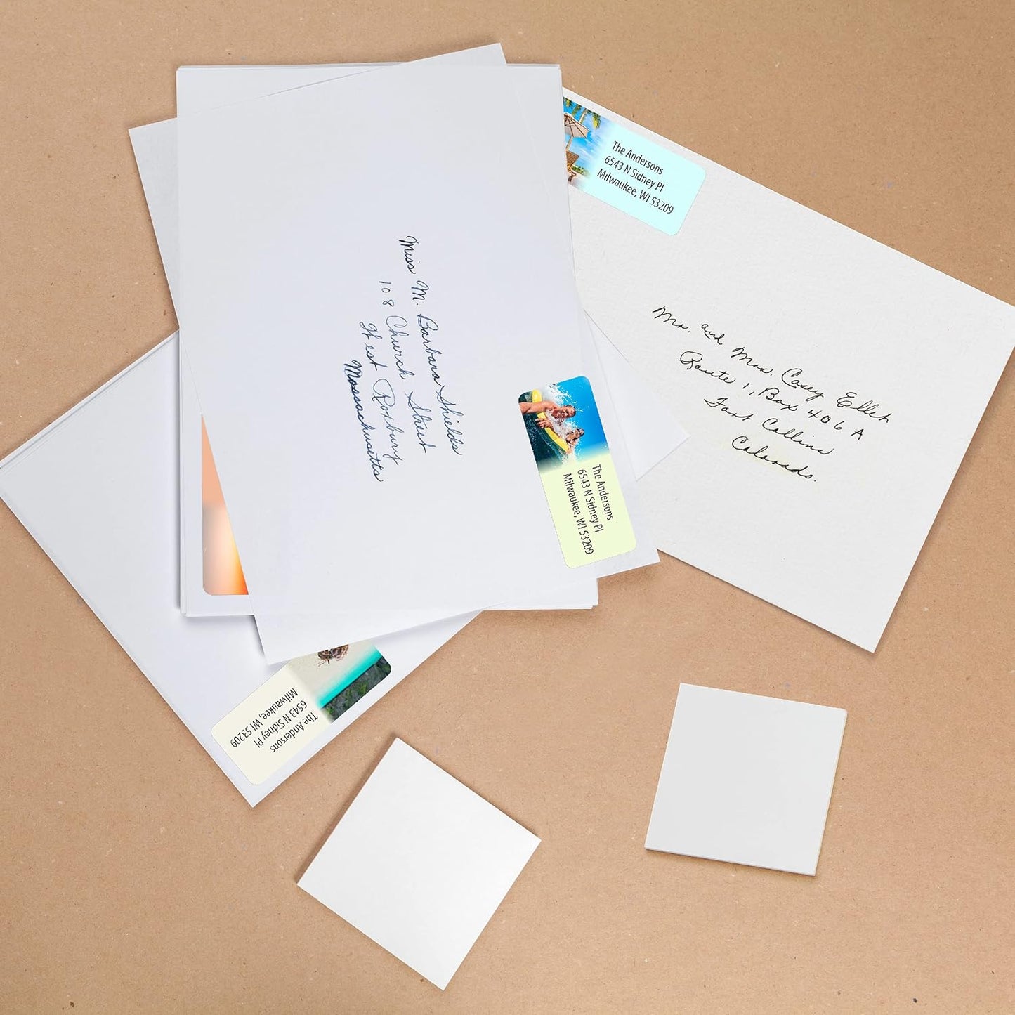 Customized Personalized Address Labels - Made in The USA by Kenco (250 Labels, Tropical Beach)