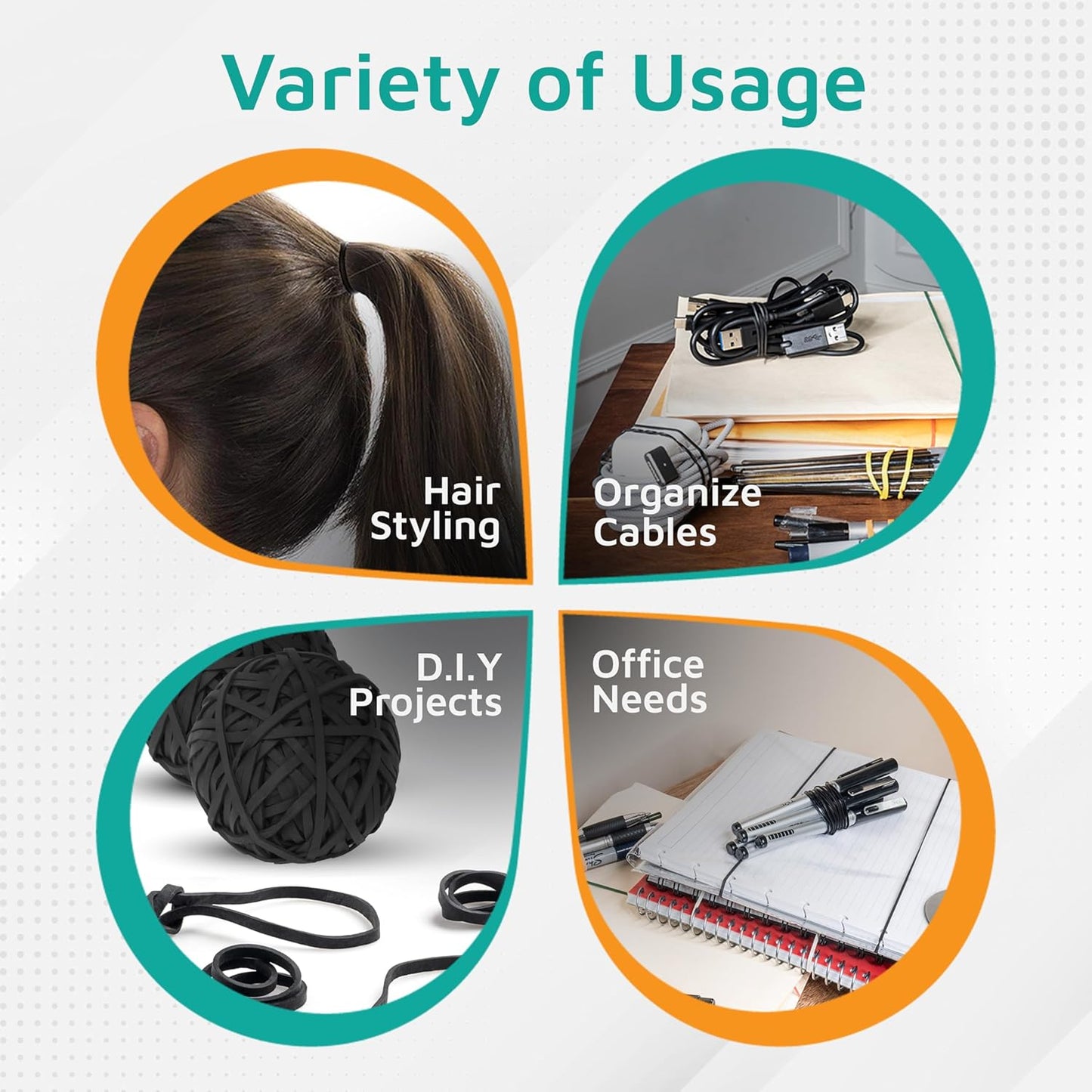 PlasticMill UV Resistant Rubber Bands Size 33 (3 1/2" x 1/8") - EPDM #33 Black Rubber Bands Office Supplies - Strong, Elastic Bands for Crafts, Cash, File Folders (500-Pack)