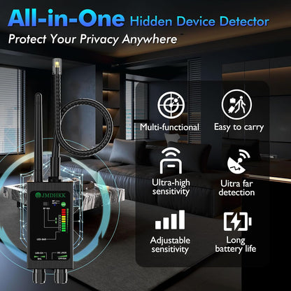 JMDHKK M8000 Hidden Camera Detector, Bug Detector,Camera Finder, Signal Detector for Hotels, Travels, Vehicles, Offices, Public Fitting Rooms (Gray)