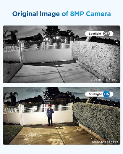 4COVR 4K PoE Security Camera System 8CH, 2-Way Audio & Smart Color Night Vision, 8X 8MP PoE IP Bullet Cameras, AI Human/Vehicle Detection, IP67 Weatherproof, 2TB NVR, 24/7 Recording, LY37YX8M0808-1