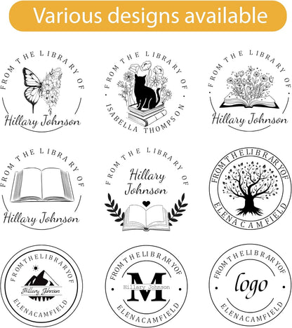 Customized Stamp Self Inking with Personalized Logo&Text Reusable Business Stamp for Book Lovers Teachers Librarians Ideal Gift for Birthday Holidays