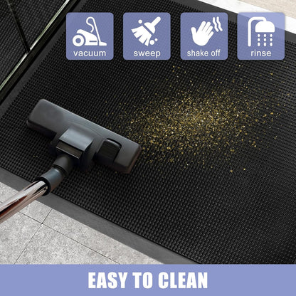 Kuyal Front Door Mat, 3'x4' Outdoor Entrance Mat, Winter Non-Slip Waterproof Outside Entrance Mats, Heavy Duty Durable Welcome, Non Slip Rubber Outdoor Mats for Entryway, Black