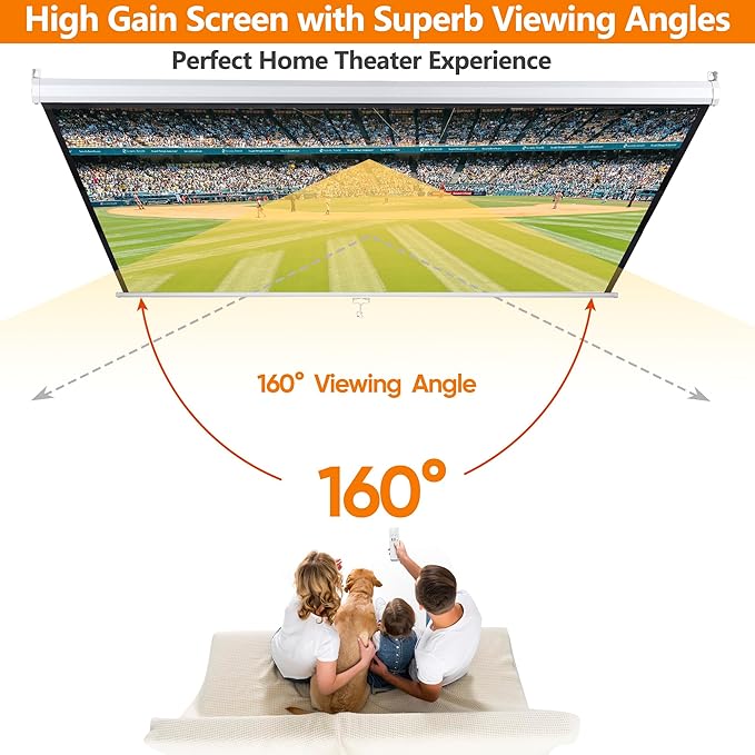 SUPER DEAL 72'' 4:3 HD Projection Screen Foldable Anti-Crease Portable Projector Movie Screen Manual Pull Down for Home Theater Presentation Education Outdoor Indoor Public Display, White