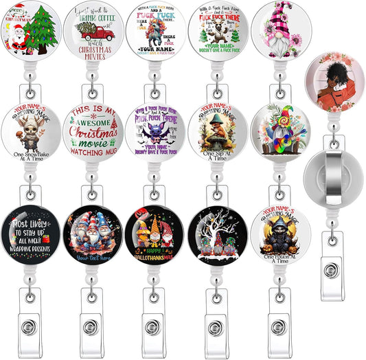 16pcs Badge Reels Retractable Badge Holders,Id Badge Holders Retractable with Clip,Cute Badge Reel for Men,Women,Girls 04