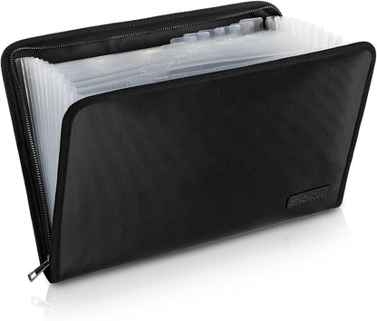 ENGPOW Fireproof File Folder Fireproof Fire and Water Resistant Money Document Bag with A4 Size 13 Pockets Zipper Closure Non-Itchy Silicone Coated Portable Filing Organizer Pouch(14.3" x 9.8")