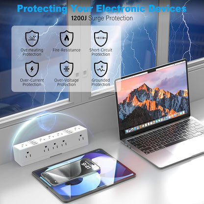 Desk Clamp Power Strip, 40W Fast Charging Station, VILONG Desktop Mount Surge Protector, 8 USB Ports(4 USB-C), 10 AC Outlets and 3Ft Cord, for Home, Office, Fit 1.6" Tabletop Edge