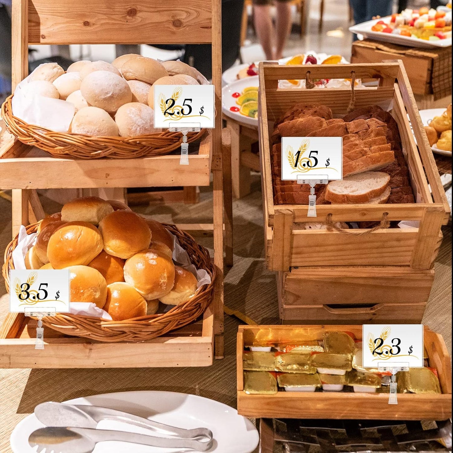 60 Pieces Rotating Clip on Sign Holder Plastic Merchandise Retail Display Sign Clip Holder with Clamp Pop Swivel Rack Card Sign Business Store Price Tags Sign Holder