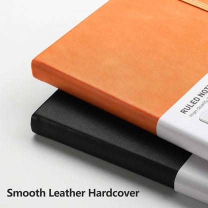 RETTACY Lined Journal Notebook, 192 Numbered Pages, A5 Medium Size (5.7'' x 8.3''), for Men & Women, Journaling, Writing, Work & Office, Leather Hardcover, 100 GSM Thick Paper (Orange)