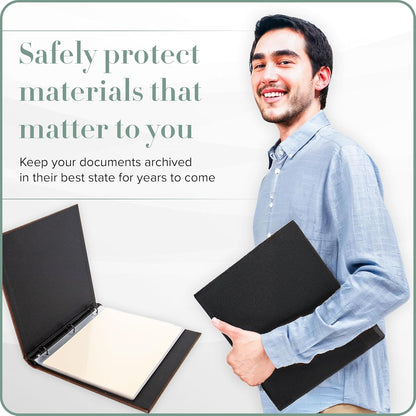 Gallery Leather Clear Sheet Protectors for 3 Ring Binder - Top Loaders Sleeves, 8.5 x 11 Inch, 5 Sheets, Archival Safe, Letter Size, for Documents, Presentations and Photos