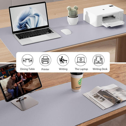 Aothia Large PU Leather Desk Pad Protector – Non-Slip Mouse Pad & Writing Mat for Office/Home, Waterproof, Easy to Clean (Smoky Lavender, 48" x 17")