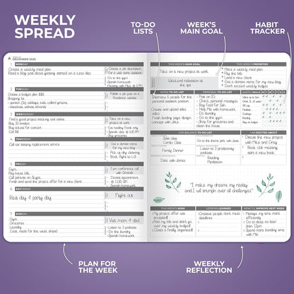 Clever Fox Planner PRO Dated (Jan 2025–Jan 2026) Weekly & Monthly Life Planner to Increase Productivity, Time Management and Hit Your Goals – Organizer, Gratitude Journal – A4 Size (Purple)
