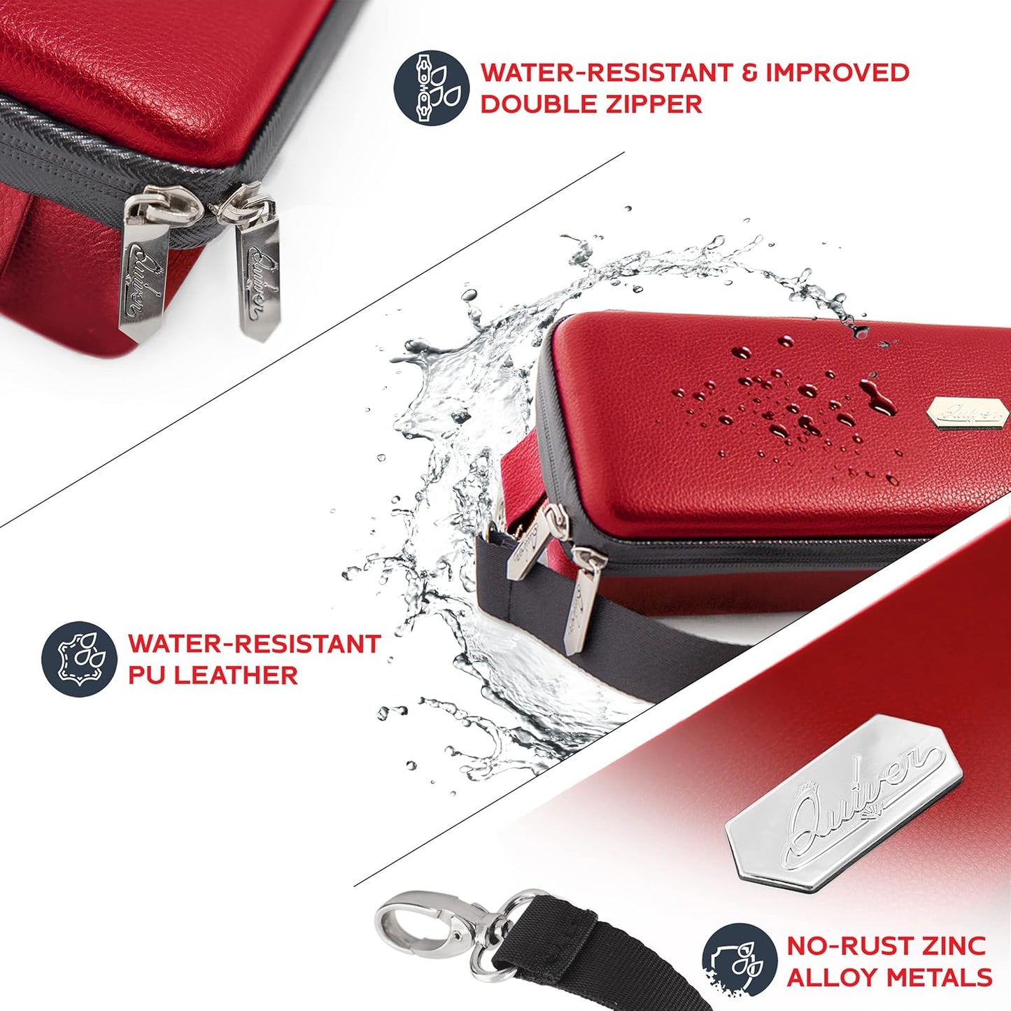 Quiver Time Red Bolt Card Carrying Case fits Pokemon Cards and other TCG Games - Storage Bag for Playing/Trading Cards and Deck Box (Straps, Dividers & 100 Apollo Card Sleeves)