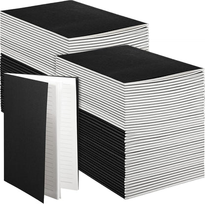 100 Pcs Kraft Notebook Journals 5.5 Inch x 8.3 Inch A5 Softcover Notebooks Bulk for Writing Sketch Office Notepad with 60 Pages 30 Sheets (Multicolor,Lined)(Black,Lined)