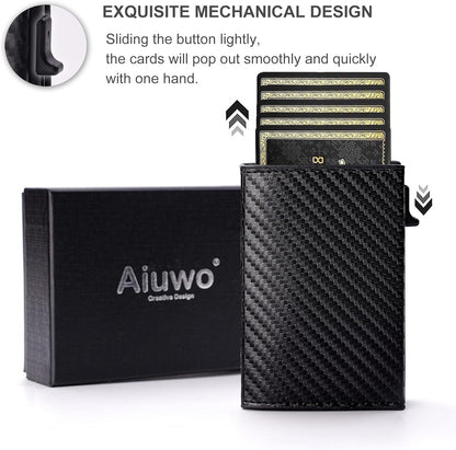 Aiuwo Wallet for Men,Mens Wallet Card Holder,Smart,Slim,Minimalist Wallet,Credit Cards Holder RFID Blocking Wallet (Card Wallet, Carbon Fiber)