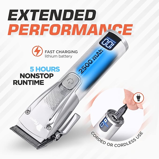 Fagaci Hair Clippers for Men Professional with Precise Cutting, Turbo Power Professional Barber Clippers Cordless, Powerful Motor Fade Mens Hair Clipper Set, Precision Blades Haircut Machine Kit