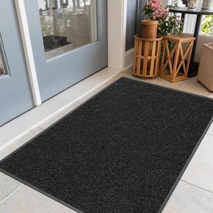 Kuyal Door Mat, 3'x5' Indoor Outdoor Entrance Mat to Trap Dirt and Moisture, Non Slip Waterproof Outdoor Mats, Commercial Floor Inside Outside Entrance, Heavy Duty Durable Welcome Mats, Black