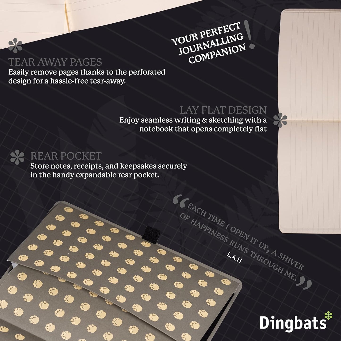 Dingbats A5 Wildlife Lined Notebook Journal - Premium Vegan Leather Softcover Executive Journal for Women & Men - Work, Note Taking, Writing & Travel