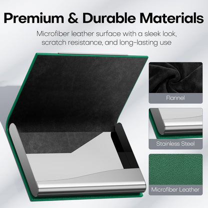 Padike Business Card Holder, Business Card Case Professional PU Leather & Stainless Steel Multi Card Case,Business Card Holder Wallet Credit Card ID Case/Holder for Men & Women. (U-Green)