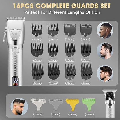 Lanumi Professional Hair Clippers Electric Razor Shavers Men 3 Piece Set Rechargeable Clippers and Trimmers Beard Trimmer Barber Kit with Travel Case Clippers for Hair Cutting Gifts for him