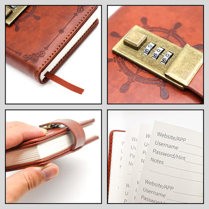 A7 Password Book with Lock Internet Address and Details Organizer Computer Website Logins Hardcover for Home Office Notebook Present Supplies-Retro Style