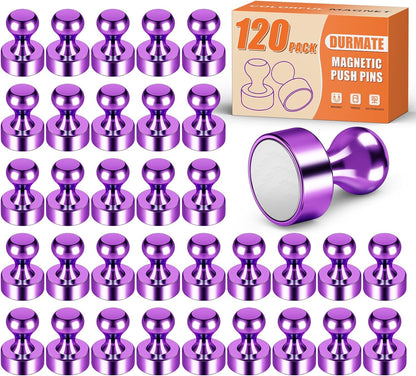 Strong Whiteboard Magnets, Purple Metal Fridge Magnets for Crafts, Cute Magnetic Push Pins for Office, Kitchen, Classroom, Refrigerator, Desk, Wall, Bulletin Board Pack of 120