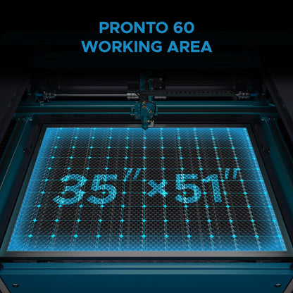 OMTech Pronto 130W CO2 Laser Engraver with Water Chiller | 51" × 35" Laser Cutting Machine with Autofocus | 2-Way Pass, Air Assist, Red Dot Pointer | Ideal for Wood, Glass, Acrylic, and More