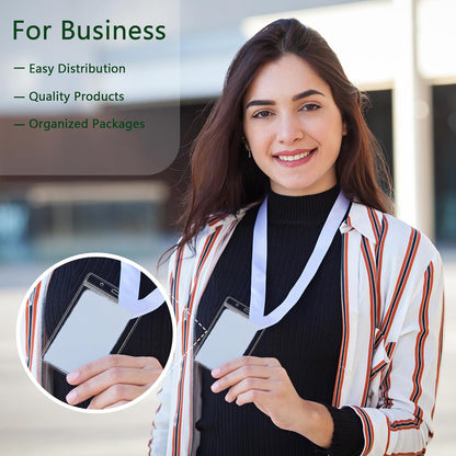 50 Pcs Vertical Clear ID Badge Holders, 3.5×2.5 Inch Waterproof PVC Plastic Badge Holders with Resealable Zip, Fits RFID/Proximity/Badge Swipe Cards, Credit Cards, Office, School, Events