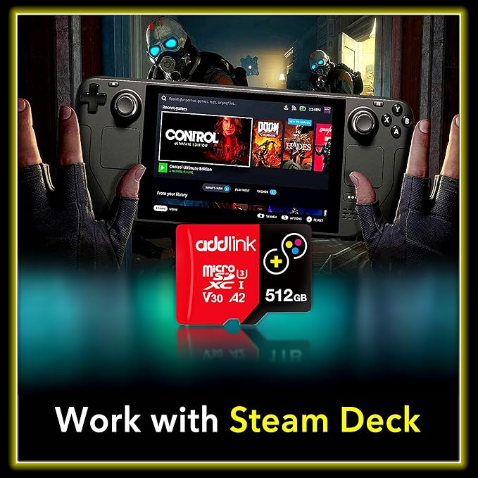 addlink 512GB Micro SD Card for Gaming Nintendo-Switch 1 4K Camera Pro A2 V30 for Smartphone, Gopro, Action Cams, 4K UHD Video Recording Up to 100MB/s, UHS-I U3 C10 Class 10 with Adapter