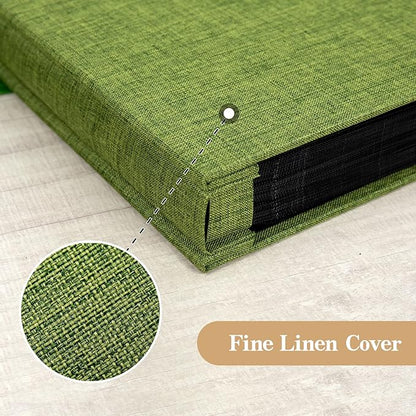 potricher Small Photo Album 4x6 100 Photos Linen Cover Picture Photo Book for Family Wedding Anniversary Baby Vacation (Green,100 Pockets)