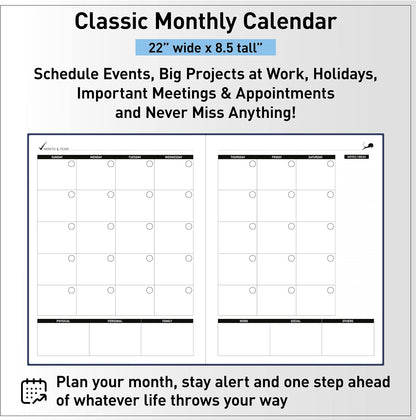 Day Planner - Professional Goal Planner, Calendar & Gratitude Journal to Increase Productivity, Time Management & Happiness - Vegan Leather Softcover, 24 Hourly Planner, Undated 6 Months Work Planner