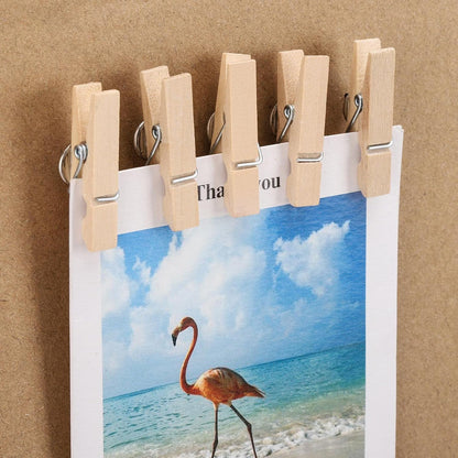 50Pcs Wooden Clips Push Pins Tacks for Cork Board Artwork for Crafts Arts Projects Photo Supplies(Wood Color)