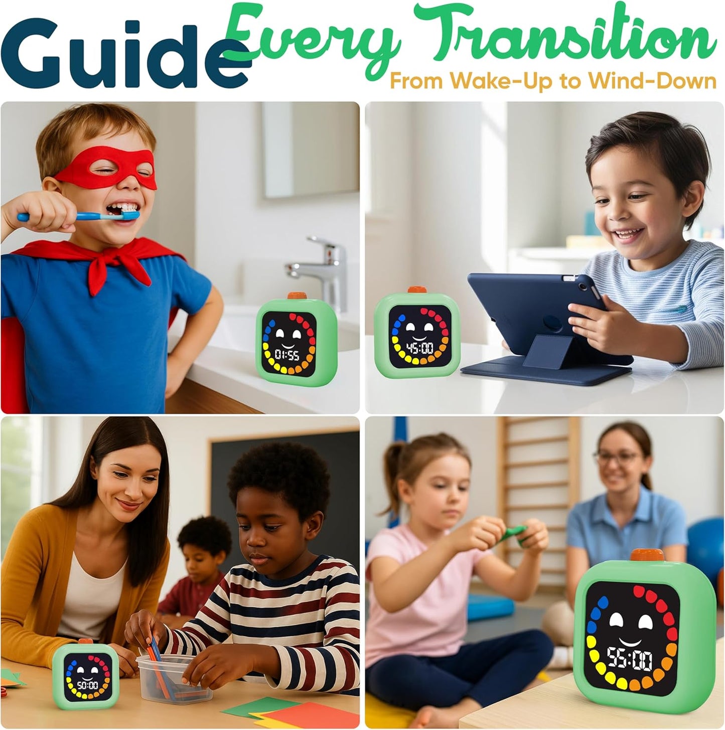 Digital Visual Timer for Kids - Rechargeable 99 Min Timer - Focus & Smoother Routines - Visual Timer for Classroom, ADHD Autism Toddler Support - Daily Use at Home, Therapy or School