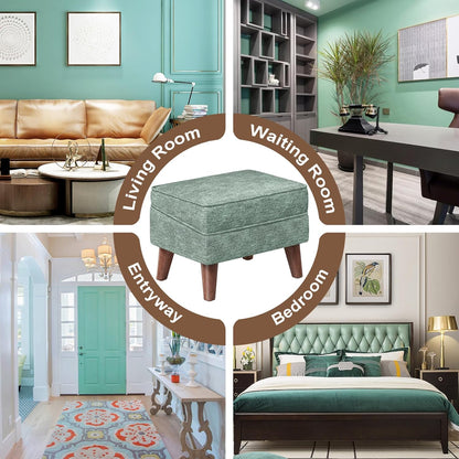 Small Footstool Ottoman, Footstool with Adjustable Lid, 11" Ottoman Foot Rest with Storage for Living Room, Bedroom, Couch, Enterway, Green