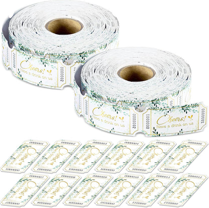 TaoBary 2 Rolls 1000 Pcs Free Drink Ticket Roll Raffle Party Tickets for Events Wedding and Parties(Greenery)
