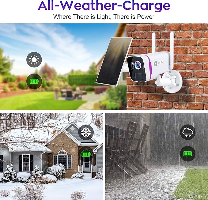 XMARTO 100% Wire-Free Solar Home Security Camera System Wireless, 4-Set 2K 4MP QHD CCTV Camera Kit with 4K 10CH Expandable WiFi NVR + 6 PCS Wire-Free Solar Security Cameras