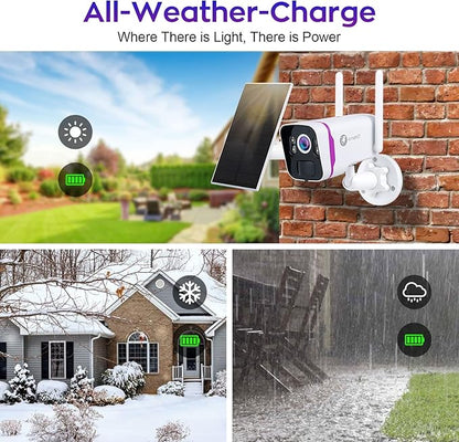 XMARTO 100% Wire-Free Solar Home Security Camera System Wireless, 4-Set 2K 4MP QHD CCTV Camera Kit with 4K 10CH Expandable WiFi NVR + 6 PCS Wire-Free Solar Security Cameras