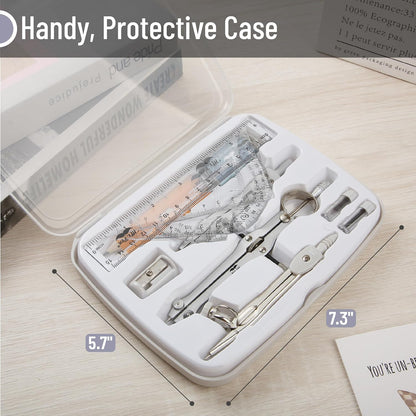 Mr. Pen- Geometry Set, 13 pcs, Compass for Geometry Compass, Geometry Kit Set with Shatterproof Storage Box, Math Compass, Geometry Set for School, Compass Math, Protractor and Compass Set, Grey