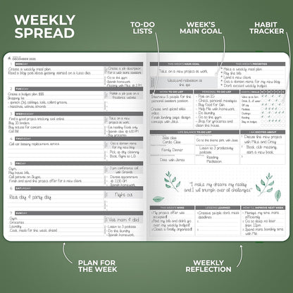 Clever Fox Planner PRO Dated (Jan 2025–Jan 2026) Weekly & Monthly Life Planner to Increase Productivity, Time Management and Hit Your Goals – Organizer, Gratitude Journal – A4 Size (Forest Green)