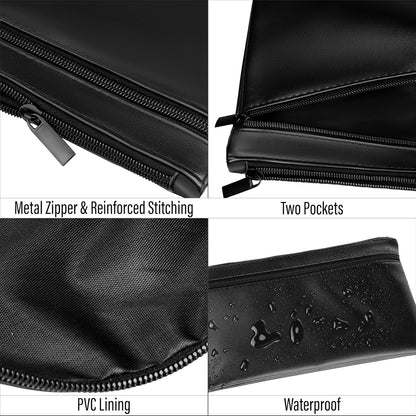 HAUTOCO 4 Pack Money Bag with Zipper 11x6.1 inch Money Pouch with Lined PU Leather Bank Bag Two Pockets Utility Wallet for Cash Check Receipt Coins Cosmetics