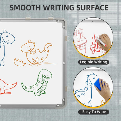 Large Dry Erase Calendar Whiteboard for Wall, Polegas 24" X 18" Magnetic White Board Calendar, Double Sided Whiteboard Calendars Dry Erase, Wall Hanging Monthly Board for Home School Office