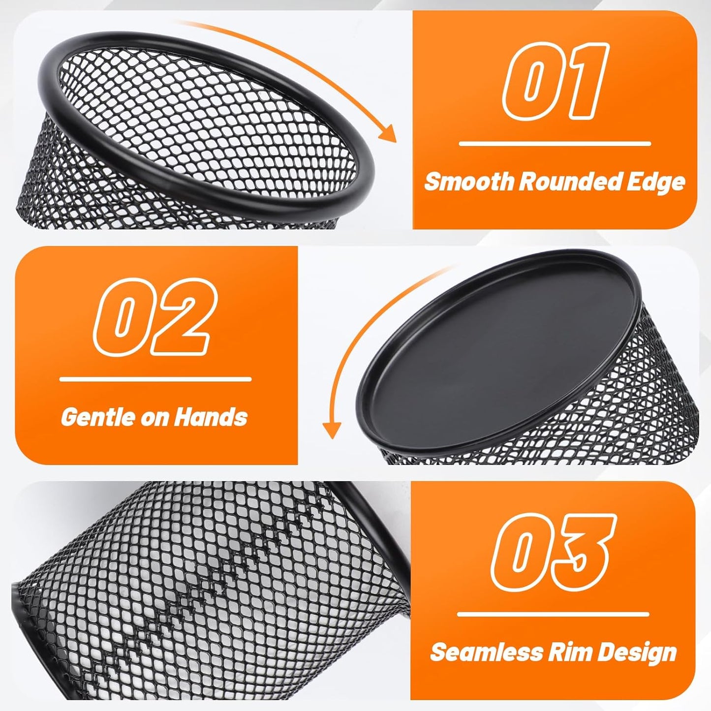 Segarty Pen Holder, 6 Pack Round Black Pen Cup Holder for Desk, Wire Mesh Pencil Containers Set for Office Supplies, School Maker, Home Desktop Accessories Organizer, Makeup Brush