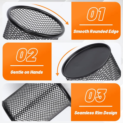 Segarty Pen Holder, 3 Pack Round Black Pen Cup Holder for Desk, Wire Mesh Pencil Containers Set for Office Supplies, School Maker, Home Desktop Accessories Organizer, Makeup Brush