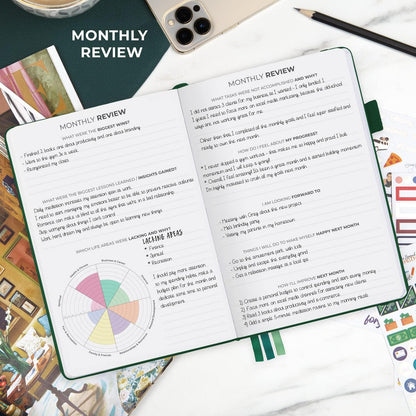 Clever Fox Dated Planner Premium 2025 – Weekly Agenda for Planning & Time Management –Notebook with Habit Tracker & To-do List (Forest Green)