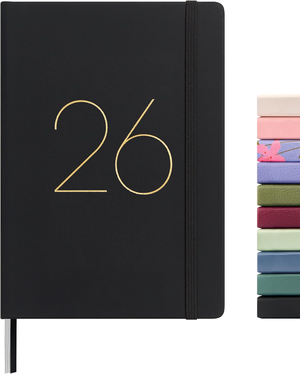 And Per Se 2026 Planner-Daily, Weekly & 15-Monthly Leather Hardcover Planner, 5.7" x 8", Daily Schedule, Monthly Tabs, 100 GSM Thick Paper, Back Pocket(Black)
