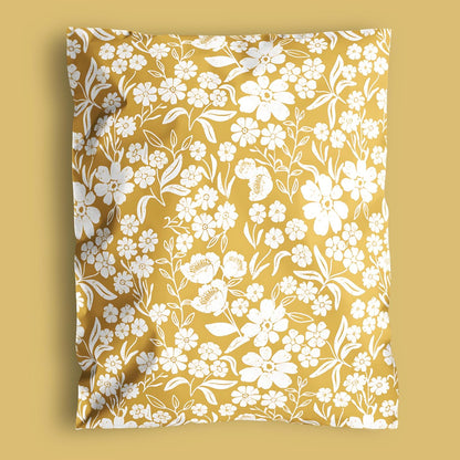 Poly Mailers 10x13 Inch 500 Pack Medium Shipping Bags Strong Thick Mailing Envelopes | Self Sealing Adhesive | Waterproof & Tear Resistant | Small Business Packaging - Floral Mustard Yellow