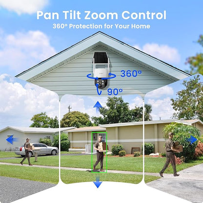 xmartO Wire-Free PTZ Solar Home Security Camera System Wireless, 12-Set 2K 4MP QHD CCTV Camera Kit with 4k 16CH Expandable Wi-Fi 6 NVR, All-Weather Solar Charge