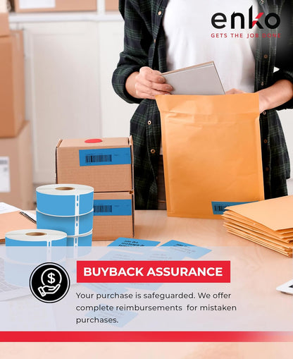 enKo [6 Rolls, 2100 Labels] Address, Shipping & Barcode Labels 30252 - Cyan/Blue (1-1/8" x 3-1/2") Compatible for Dymo LabelWriter & Rollo Printer